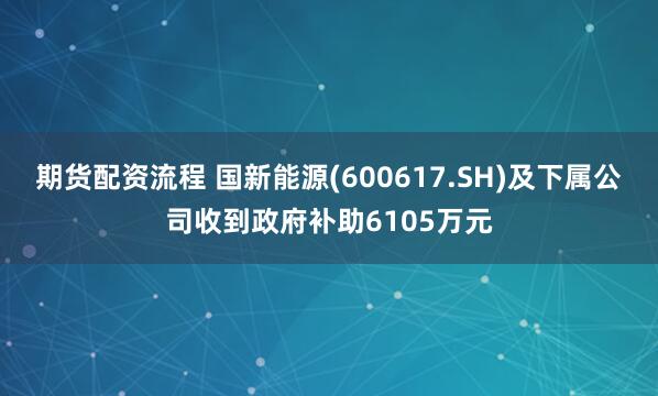 期货配资流程 国新能源(600617.SH)及下属公司收到政府补助6105万元